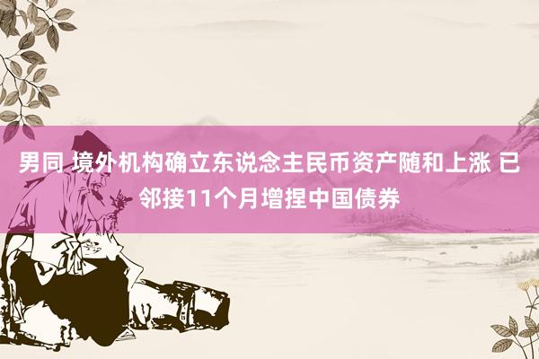 男同 境外机构确立东说念主民币资产随和上涨 已邻接11个月增捏中国债券