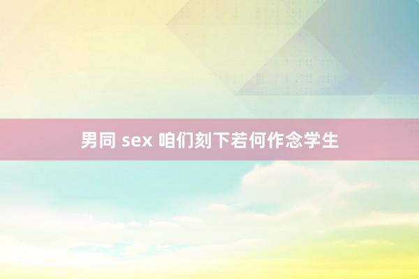 男同 sex 咱们刻下若何作念学生