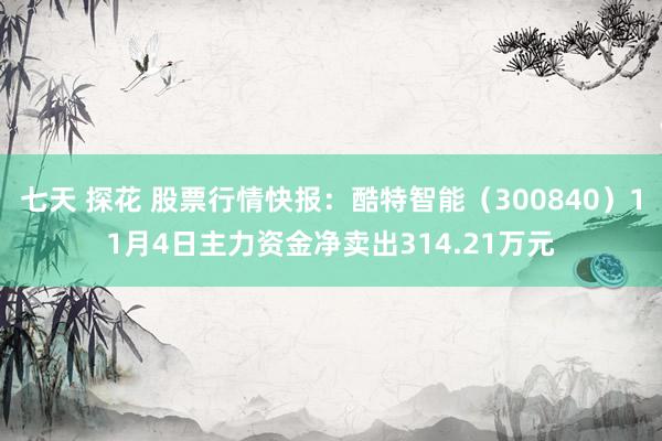 七天 探花 股票行情快报：酷特智能（300840）11月4日主力资金净卖出314.21万元