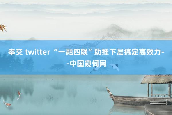 拳交 twitter “一融四联”助推下层搞定高效力--中国窥伺网