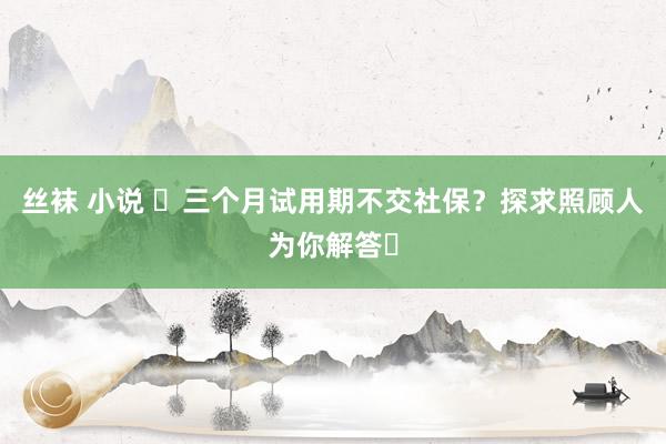 丝袜 小说 ✨三个月试用期不交社保？探求照顾人为你解答✨